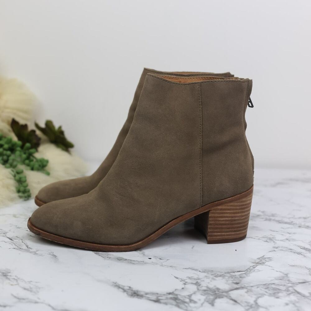 Madewell Pauline Taupe Brown Suede Leather Ankle Boots Size 7.5 women's
